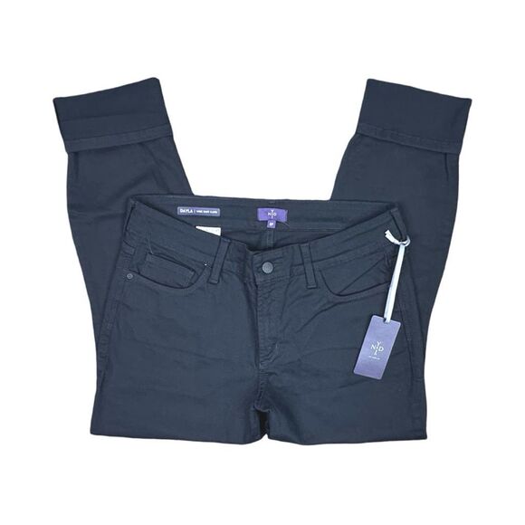 NYDJ Dayla Black Wide Cuff Crop Capri Jeans - Size 8 Petite - Picture 3 of 7